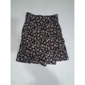 Vintage Blue Brand 90s Y2K SKORT  Womens Small Black Floral Cottagecore